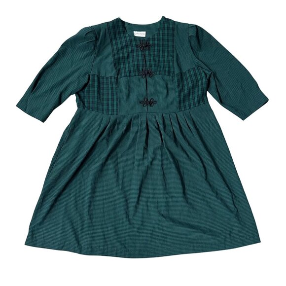 Vintage Dress Green Plaid 1990s Knot Accent Lady Dorby Plus Size Retro Mom Style - Picture 2 of 8